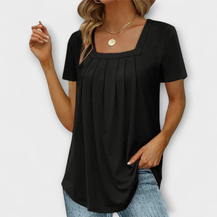 Annie - Blusa blanca con escote cuadrado