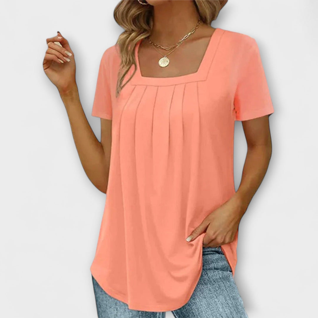 Annie - Blusa blanca con escote cuadrado