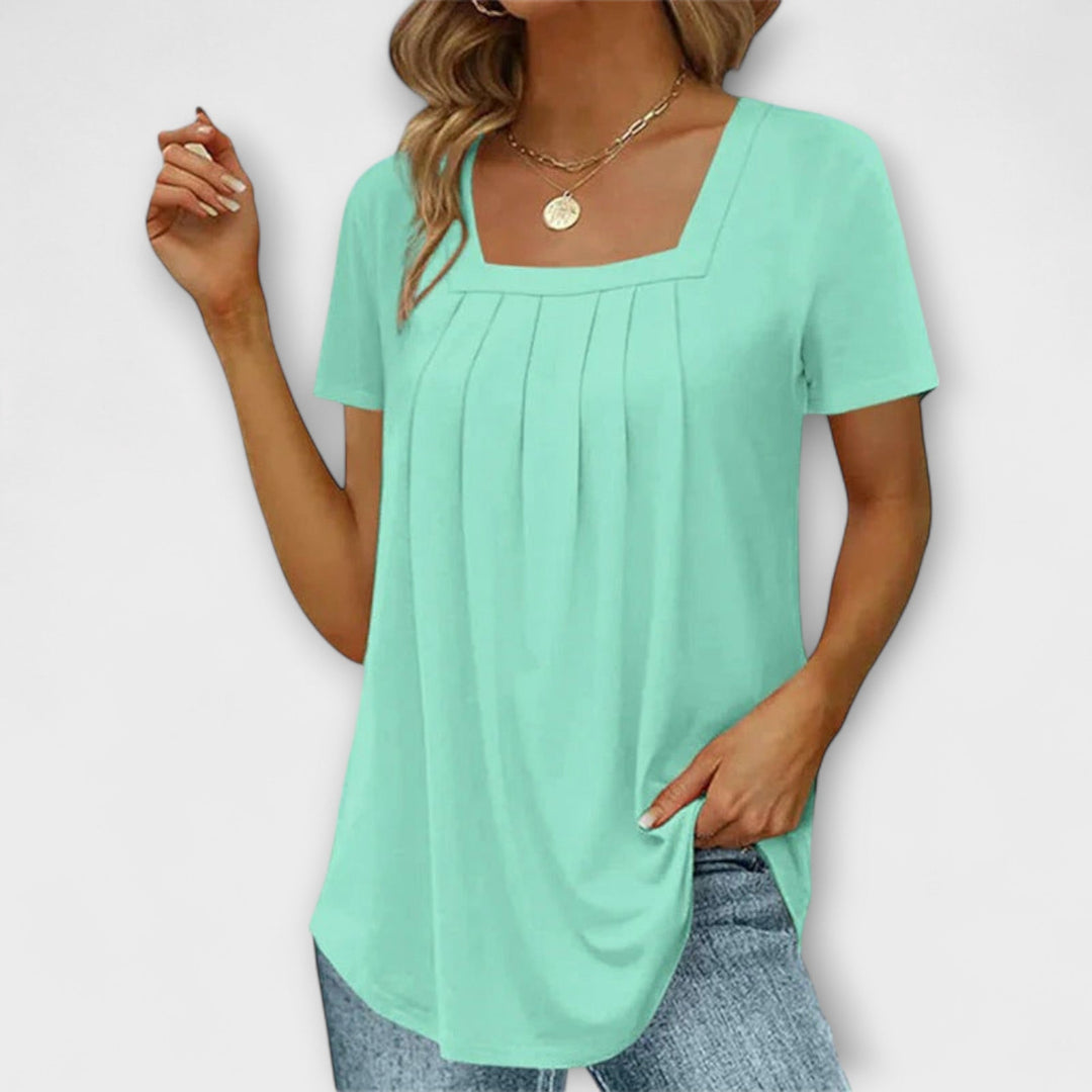 Annie - Blusa blanca con escote cuadrado