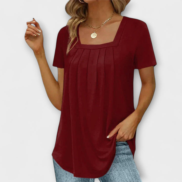Annie - Blusa blanca con escote cuadrado