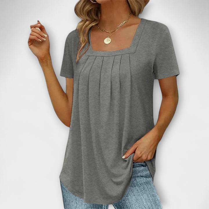 Annie - Blusa blanca con escote cuadrado