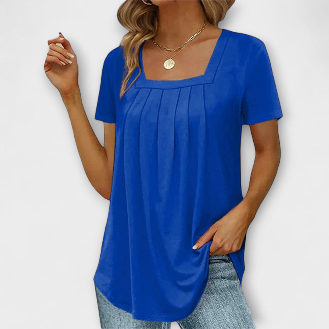 Annie - Blusa blanca con escote cuadrado