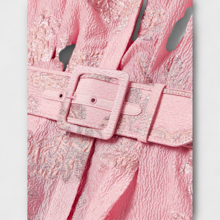 Anabella - Vestido maxí rosa con mangas cortas abullonadas