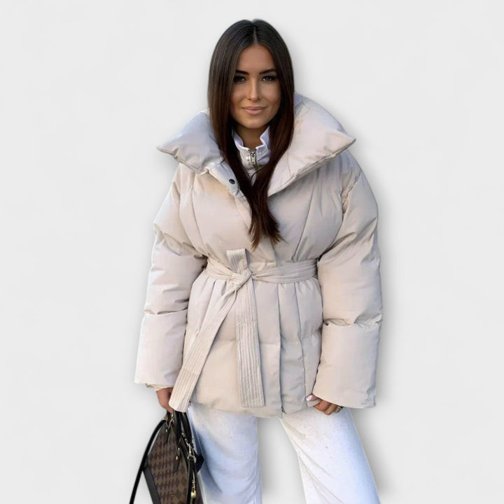 Alice - Chaqueta de invierno elegante color crema con capucha