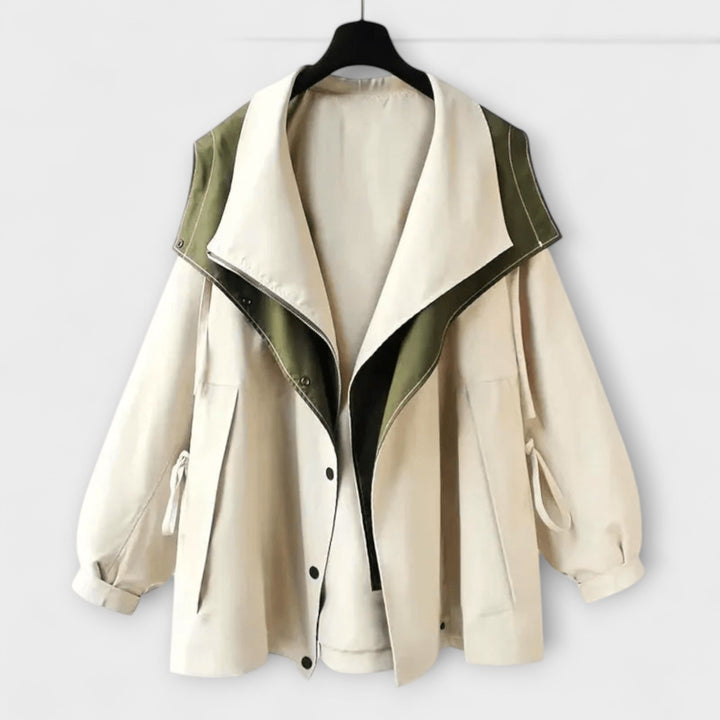 Mera - Chaqueta oversized bicolor en color crema