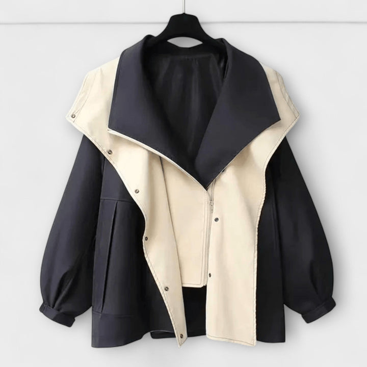 Mera - Chaqueta oversized bicolor en color crema