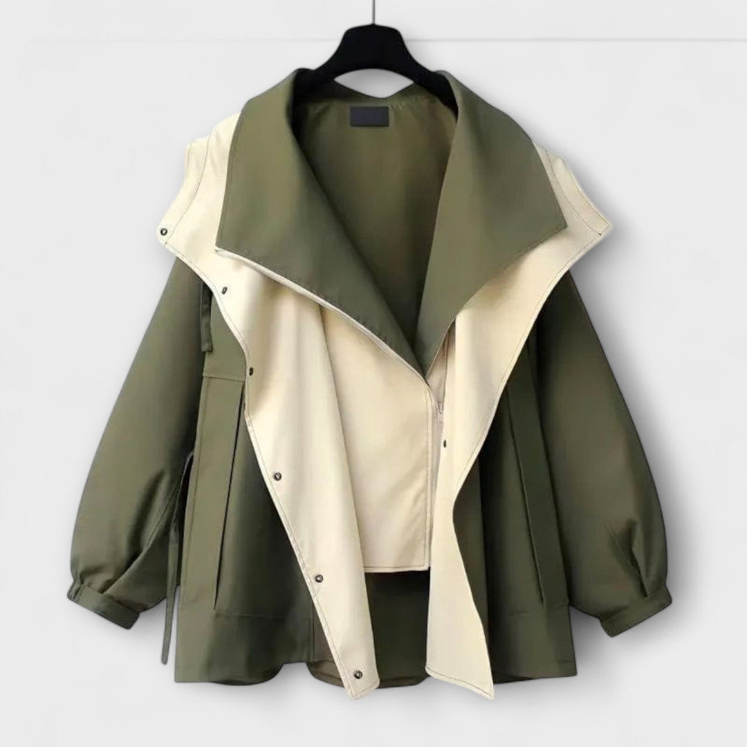 Mera - Chaqueta oversized bicolor en color crema