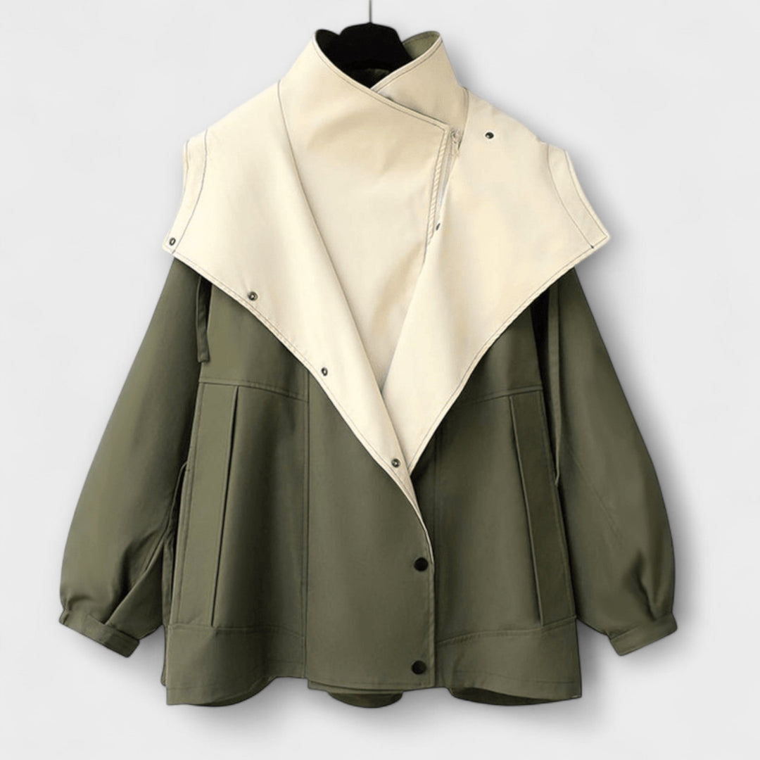 Mera - Chaqueta oversized bicolor en color crema