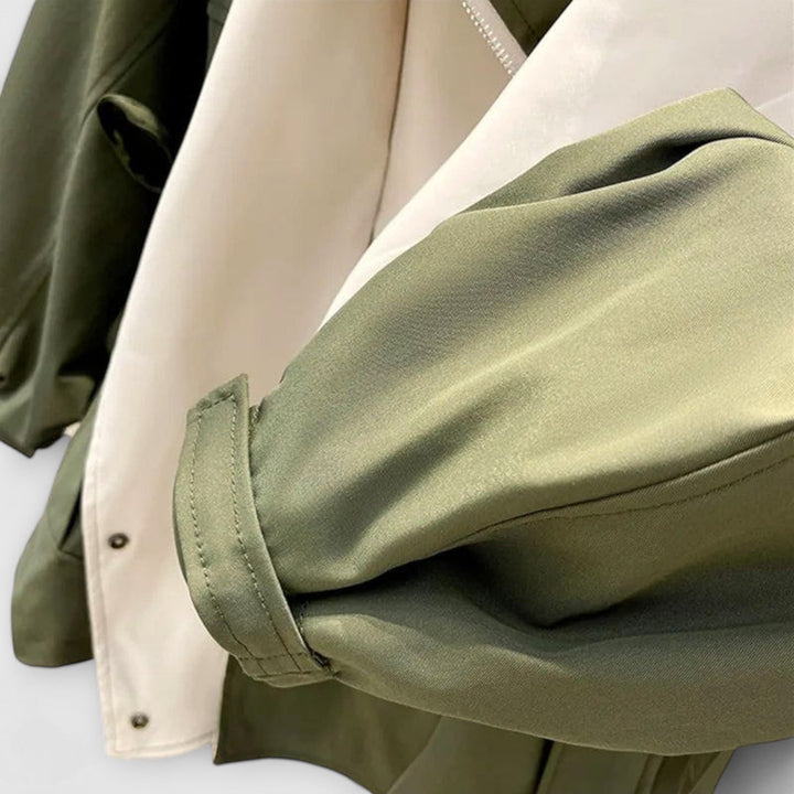 Mera - Chaqueta oversized bicolor en color crema