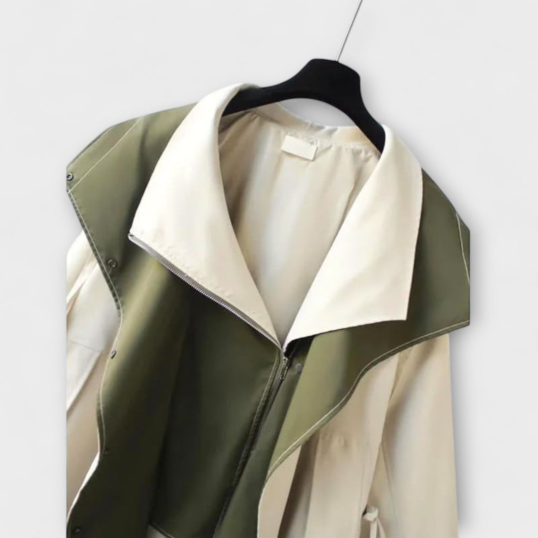 Mera - Chaqueta oversized bicolor en color crema