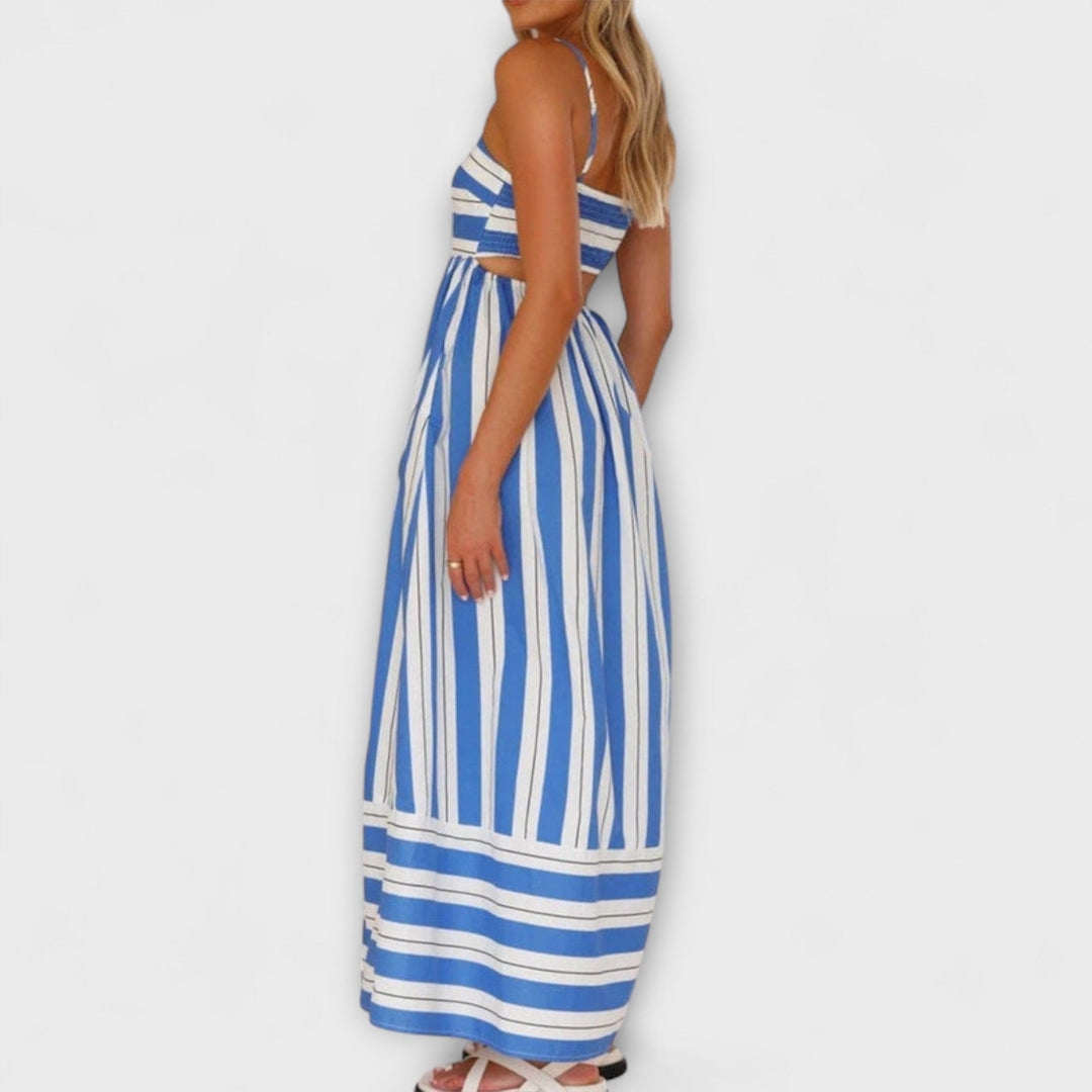 Svea - Vestido maxí a rayas rosas