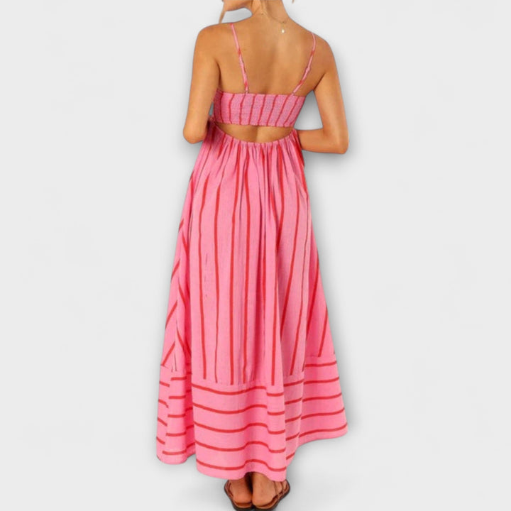 Svea - Vestido maxí a rayas rosas