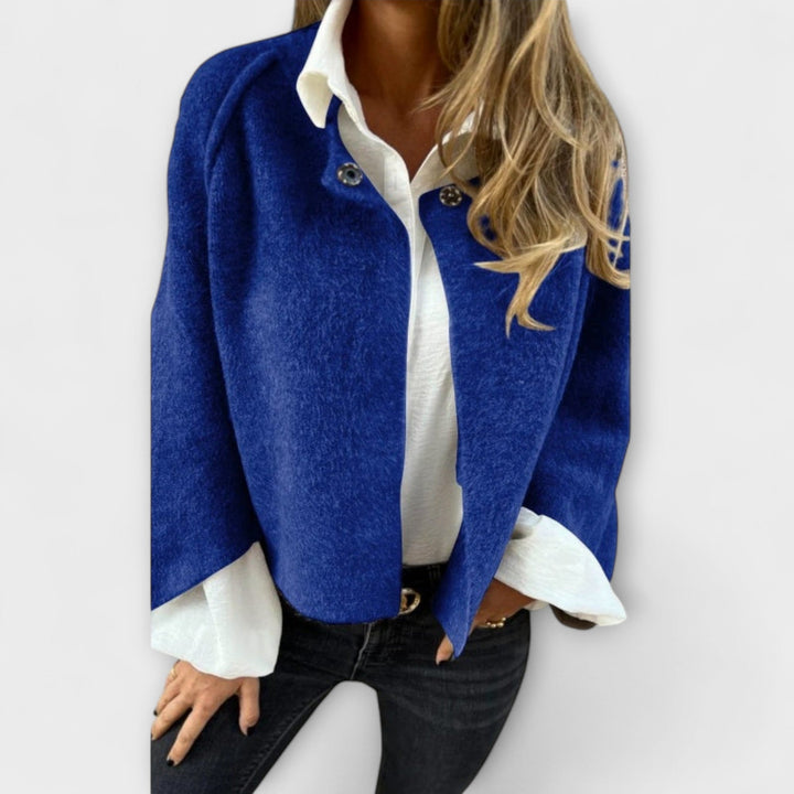 Lena - Chaqueta corta beige con cuello redondo