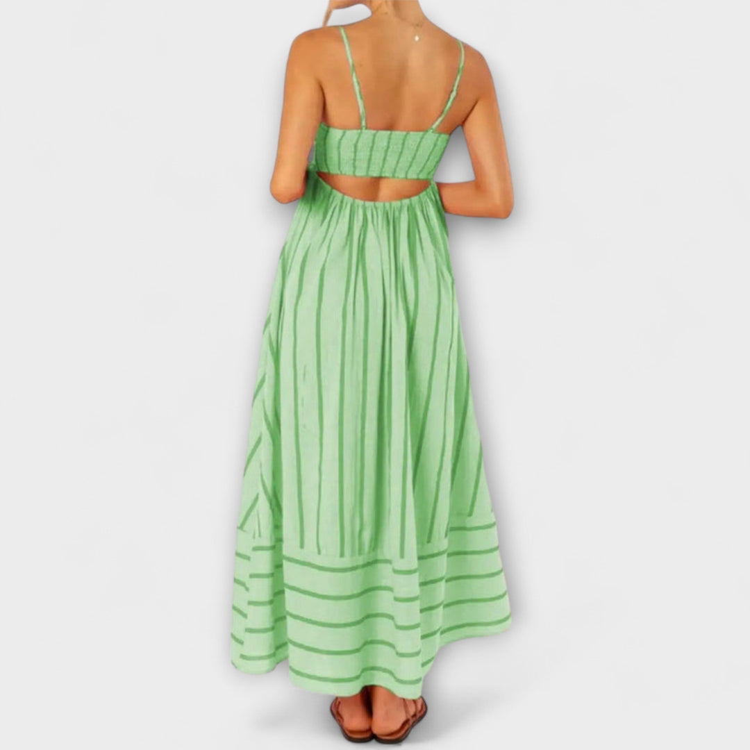 Svea - Vestido maxí a rayas rosas
