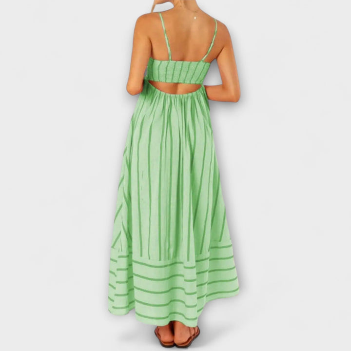 Svea - Vestido maxí a rayas rosas