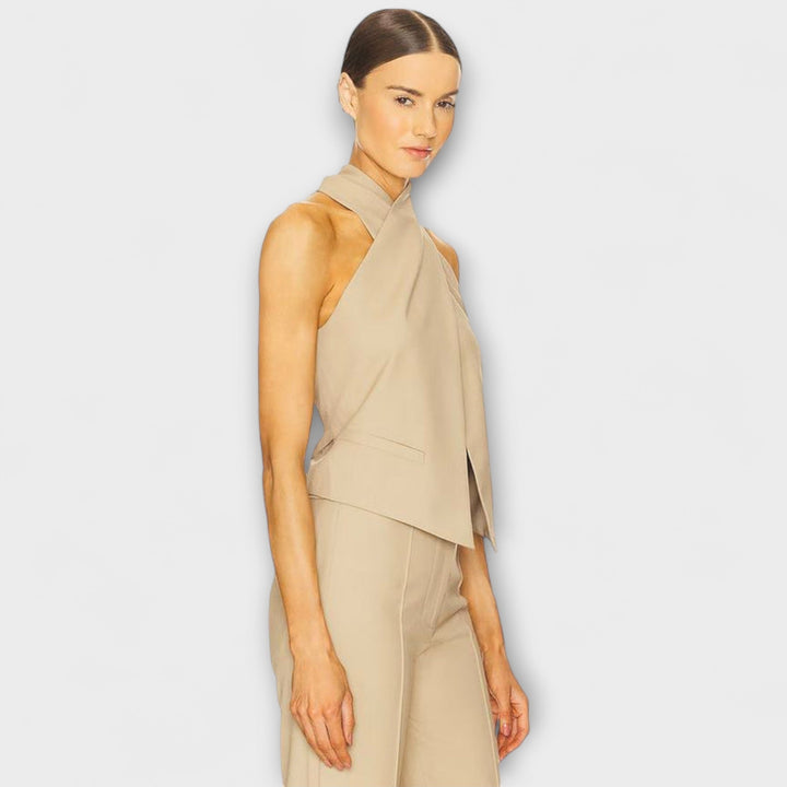 Juni - Top halter crisscross beige