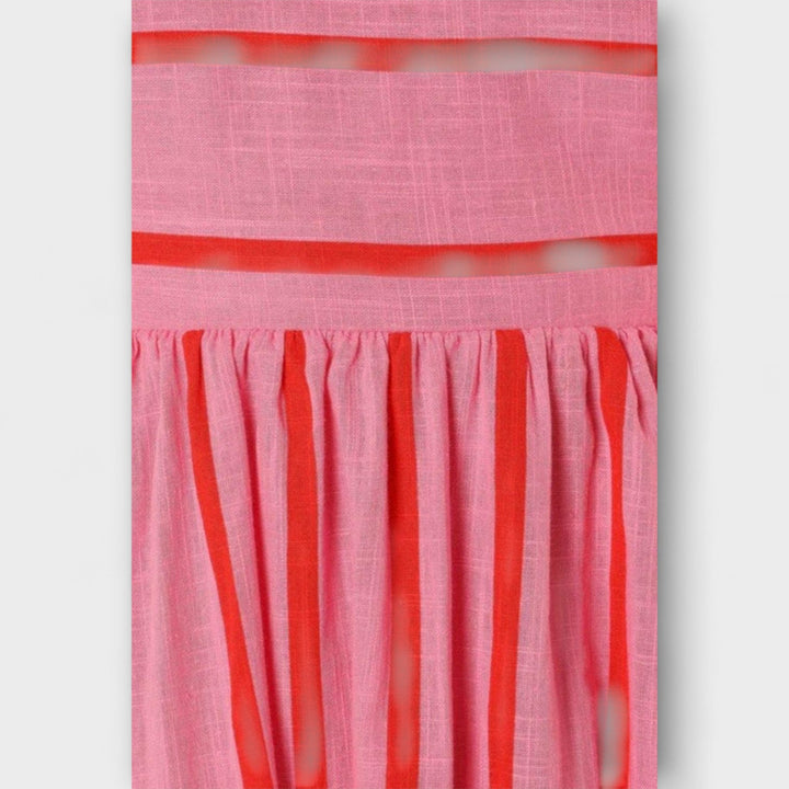 Svea - Vestido maxí a rayas rosas